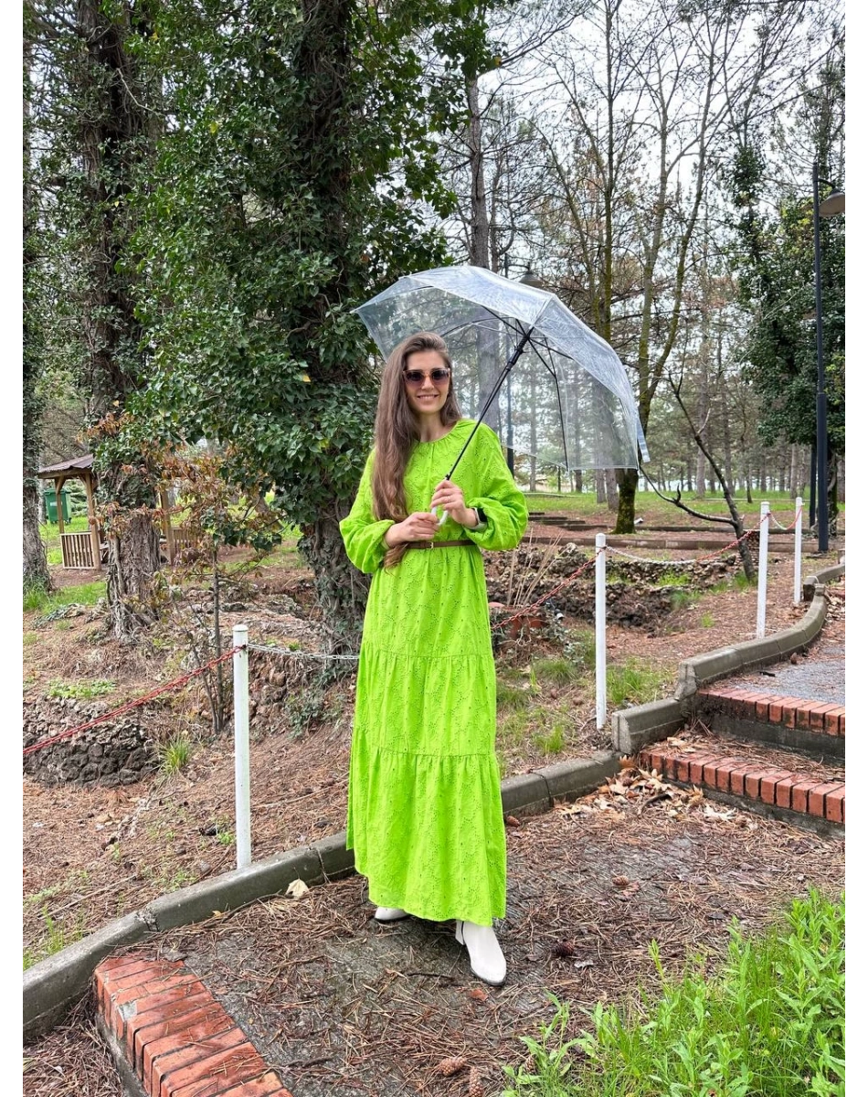 Heddy & Nurcan Çetin 23132 Yağ Yeşili Elbise