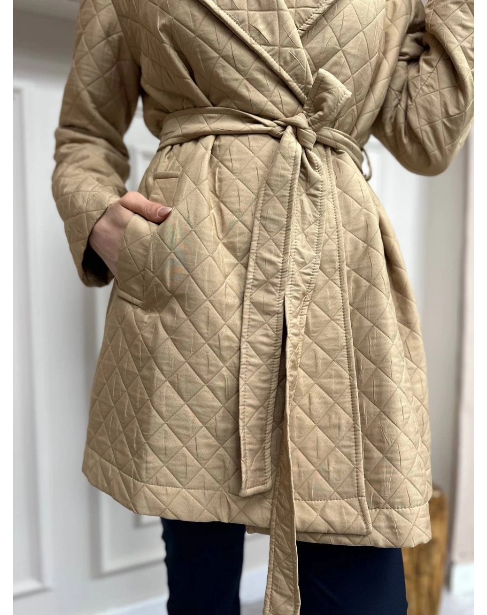 Heddy & Nurcan Çetin 24704 Bej Bağlamalı Kısa Ceket