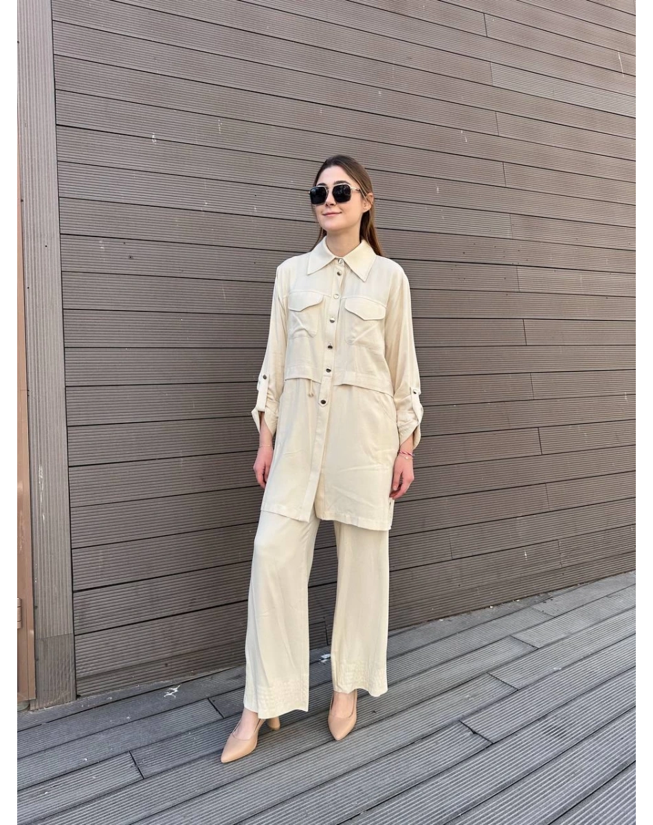 Hilay HLY0125Y101.007 Bej Anita Pantolonlu Takım