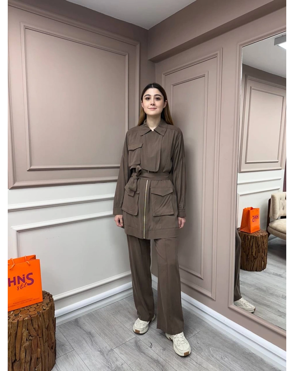 Hilay HLY0125Y101.010 Kahverengi Aleksa Pantolonlu Takım
