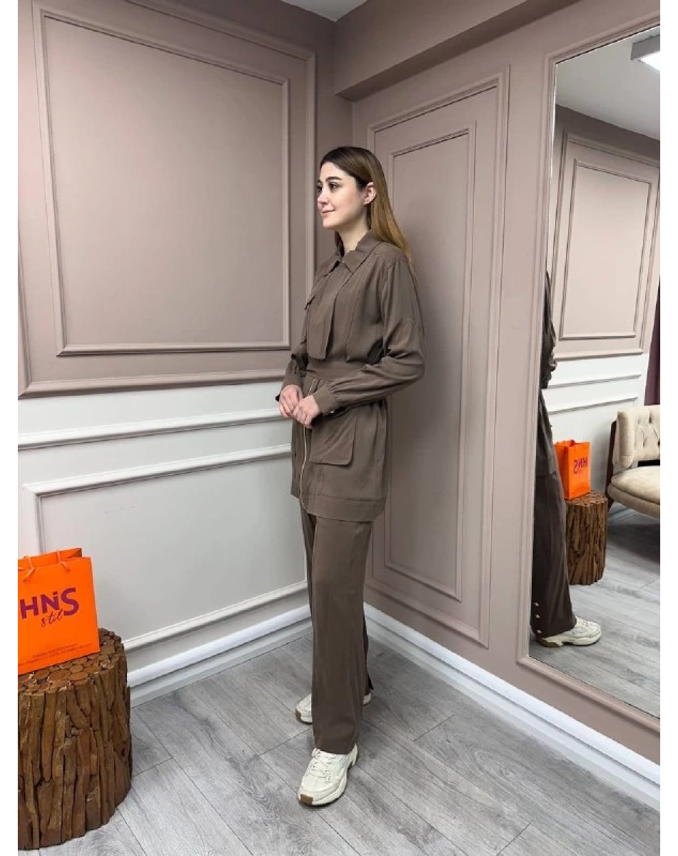 Hilay HLY0125Y101.010 Kahverengi Aleksa Pantolonlu Takım