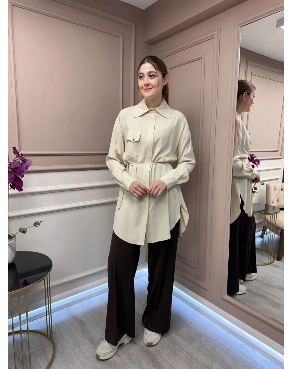 Hilay HLY0125Y108.001 Bej New Tera Gömlek