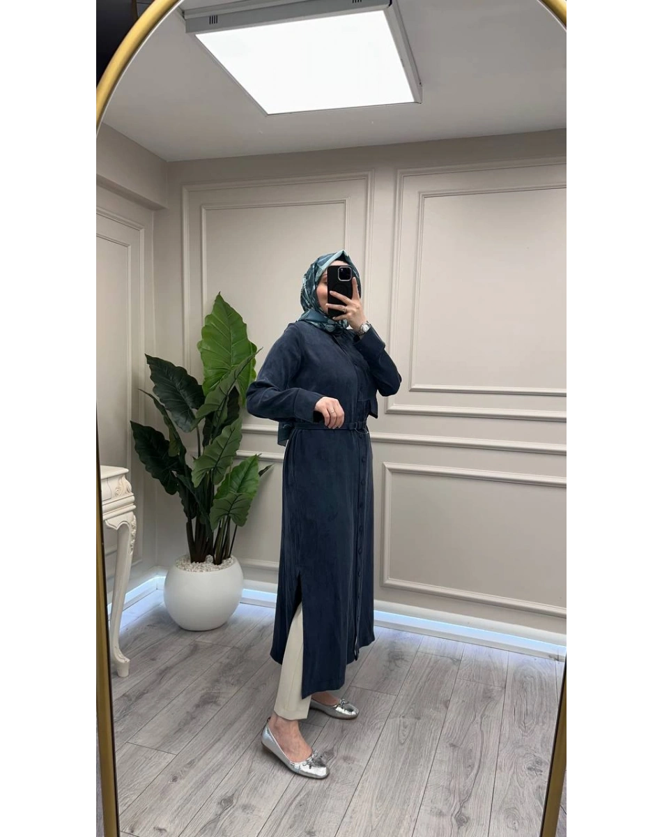 Hilay HLY0126Y104.004 Lacivert Capri Asimetrik Cepli Uzun Kap