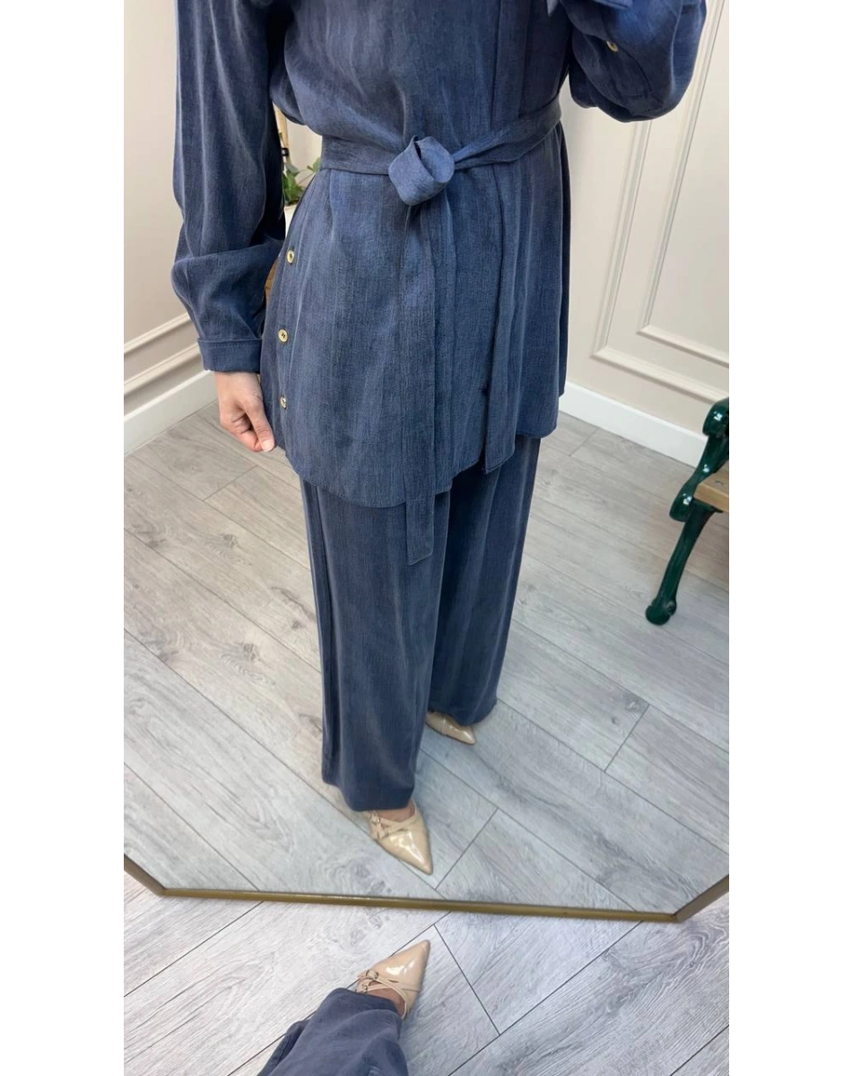 HNS HNS1112 Lacivert Düğme Detaylı İkili Takım