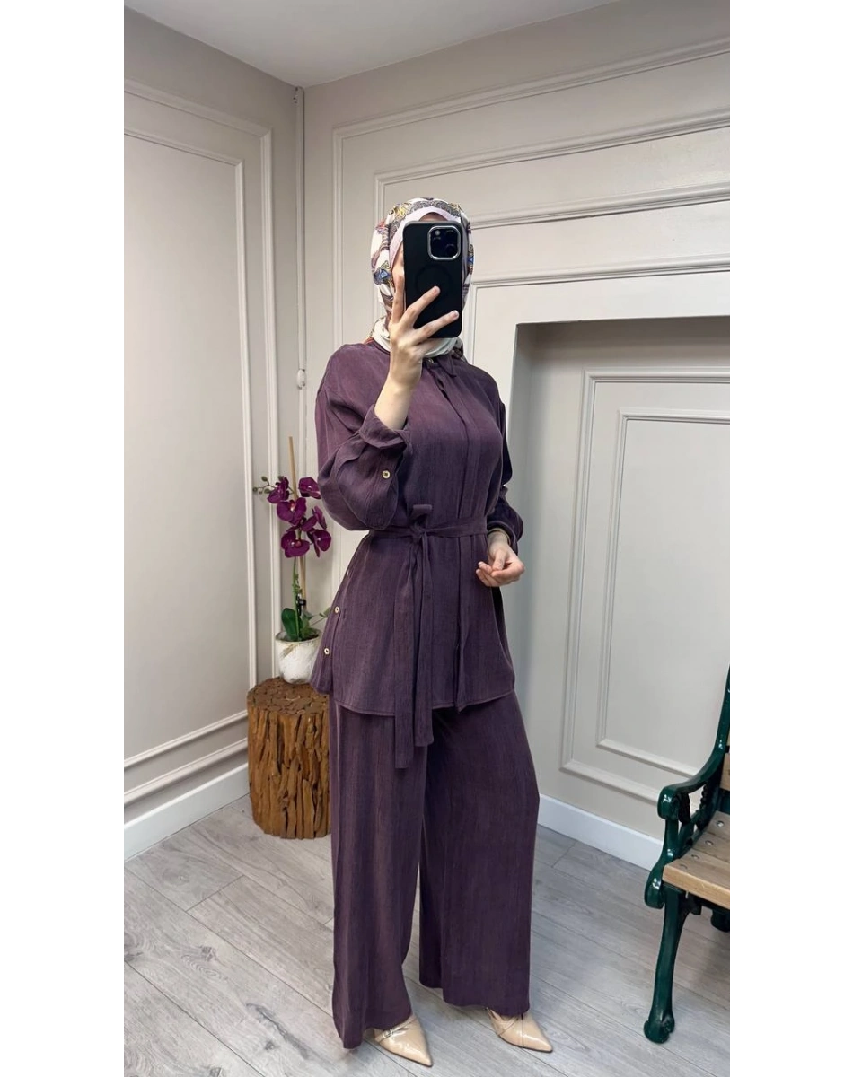 HNS HNS1112 Mürdüm Düğme Detaylı İkili Takım