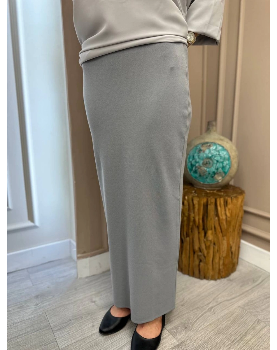 İnvee 5685 Gri Triko Kalem Etek