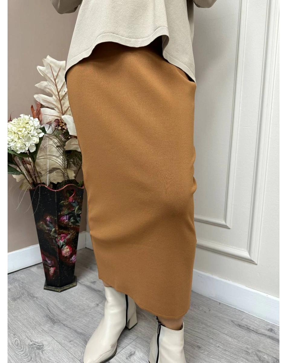 İnvee 5685 Tarçın Triko Kalem Etek