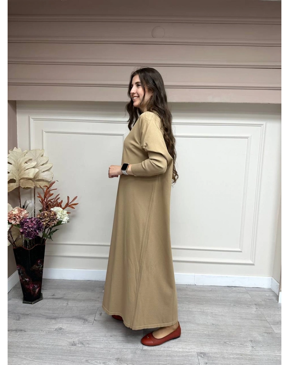 İnvee 5747 Camel Triko Elbise