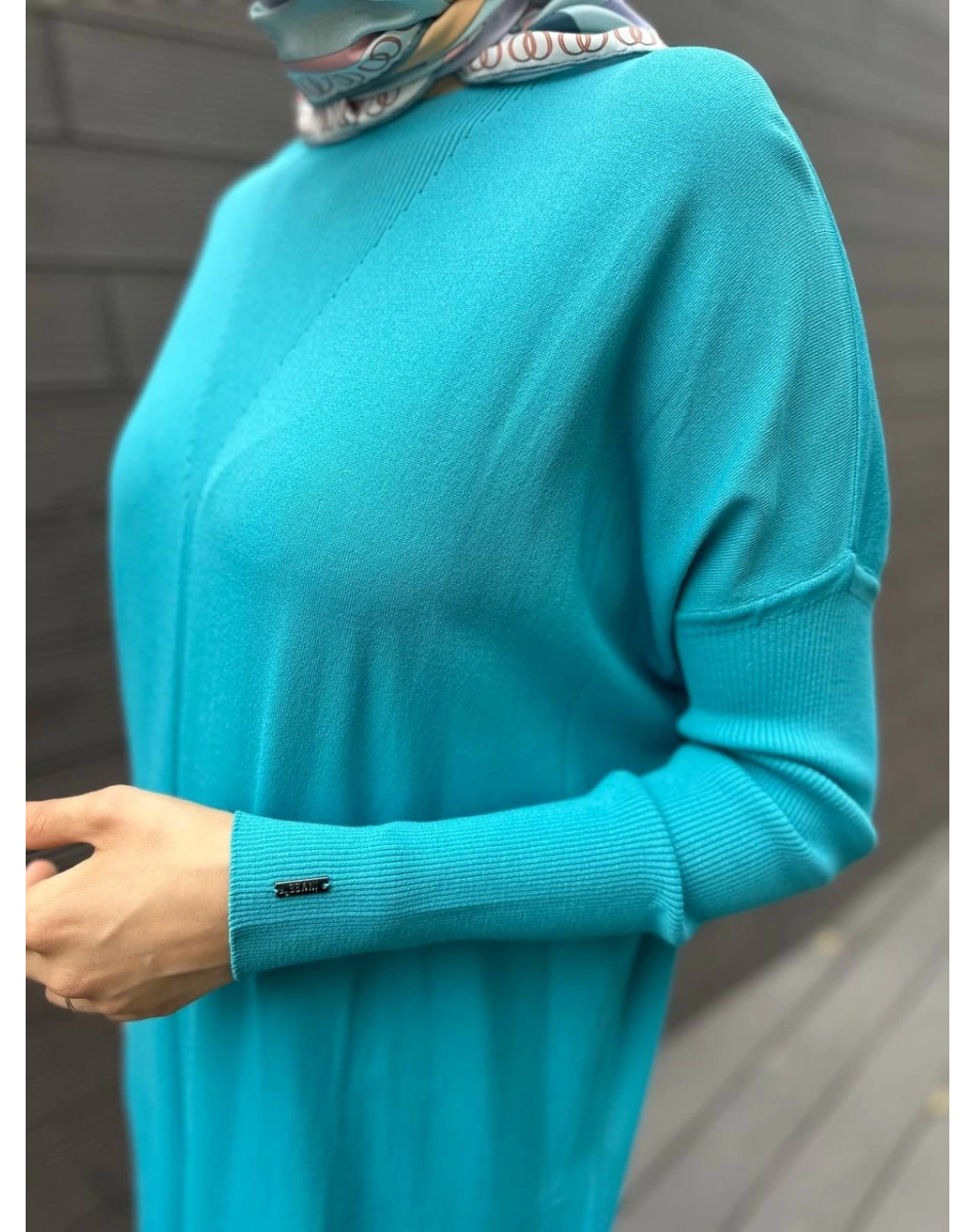 İnvee 6166 Turkuaz Uzun Triko