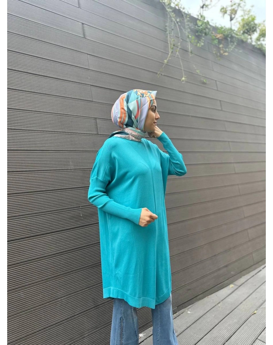 İnvee 6166 Turkuaz Uzun Triko