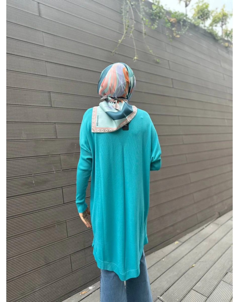 İnvee 6166 Turkuaz Uzun Triko