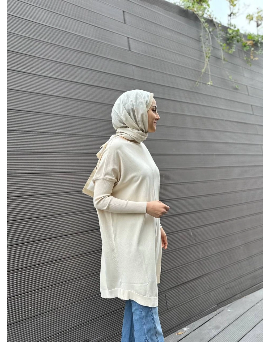 İnvee 6166 Vanilya Uzun Triko