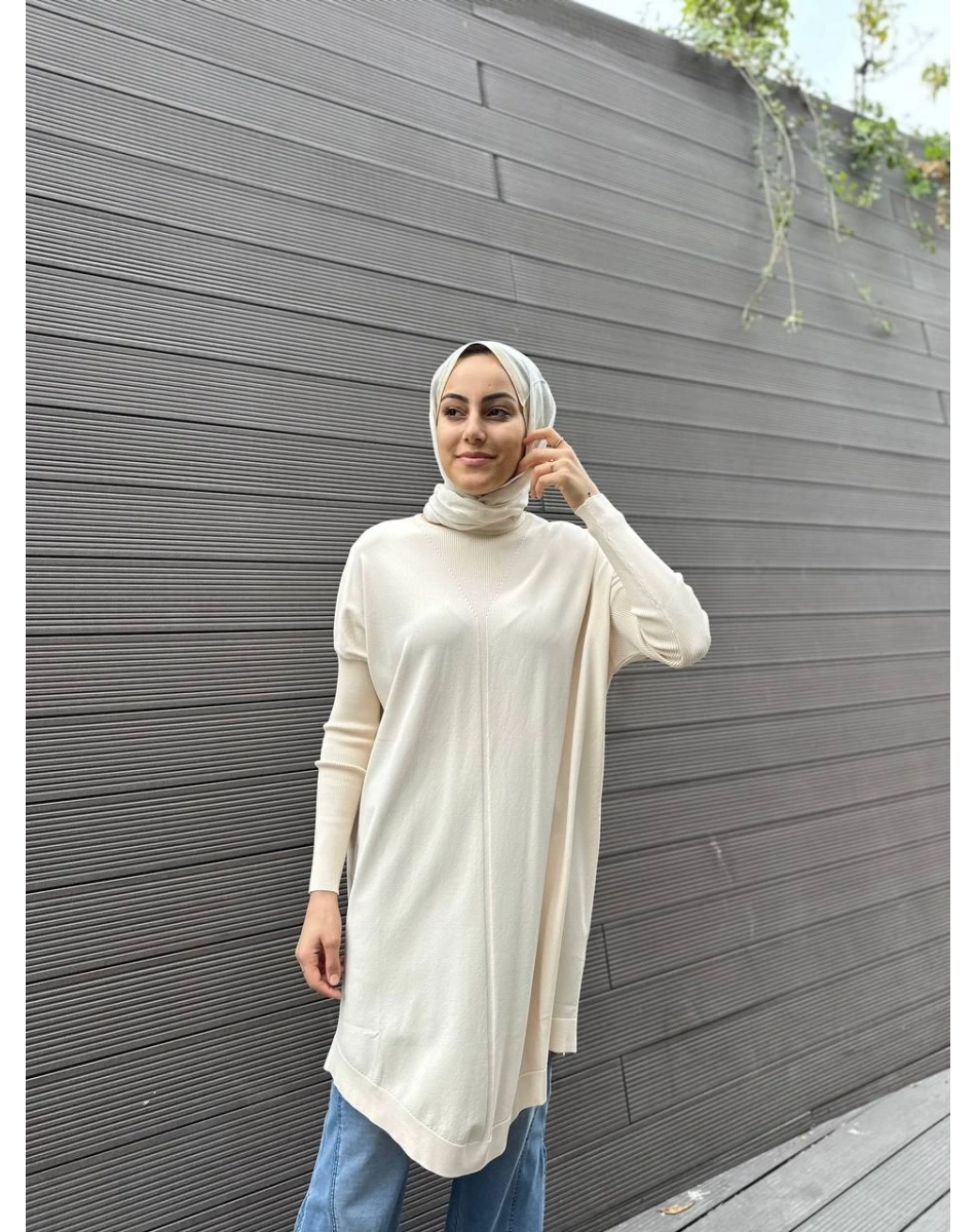 İnvee 6166 Vanilya Uzun Triko