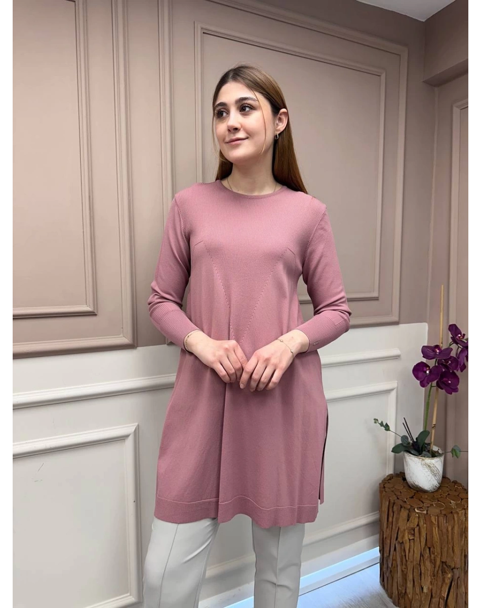 İnvee 6222 Gül Kurusu Triko Tunik