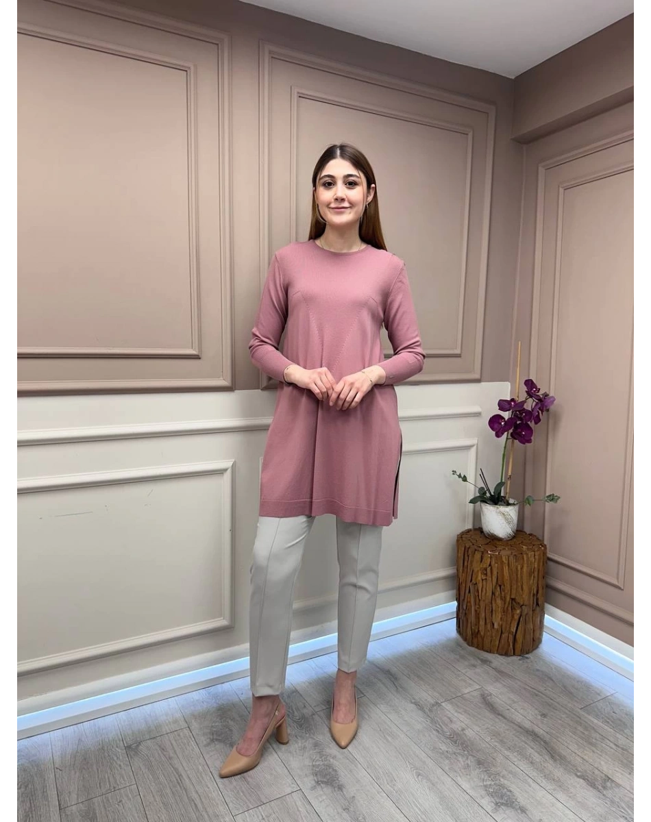 İnvee 6222 Gül Kurusu Triko Tunik