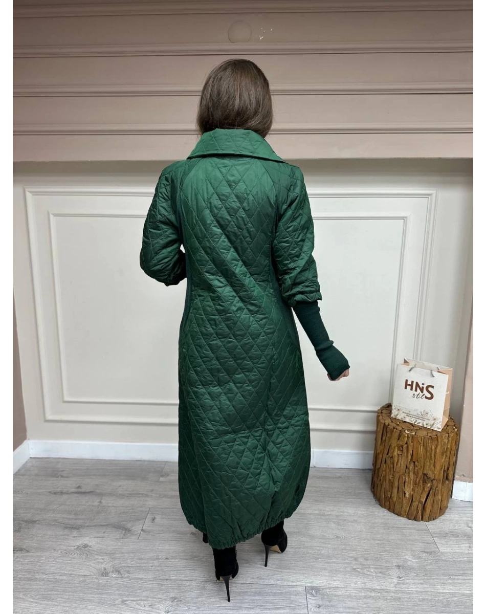 İnvee 6378 Yeşil Triko Eldivenli Uzun Mont