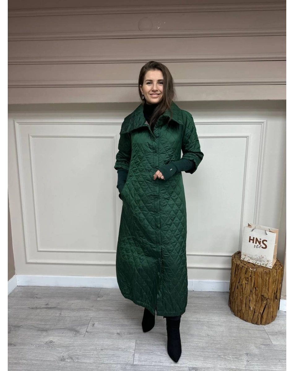 İnvee 6378 Yeşil Triko Eldivenli Uzun Mont