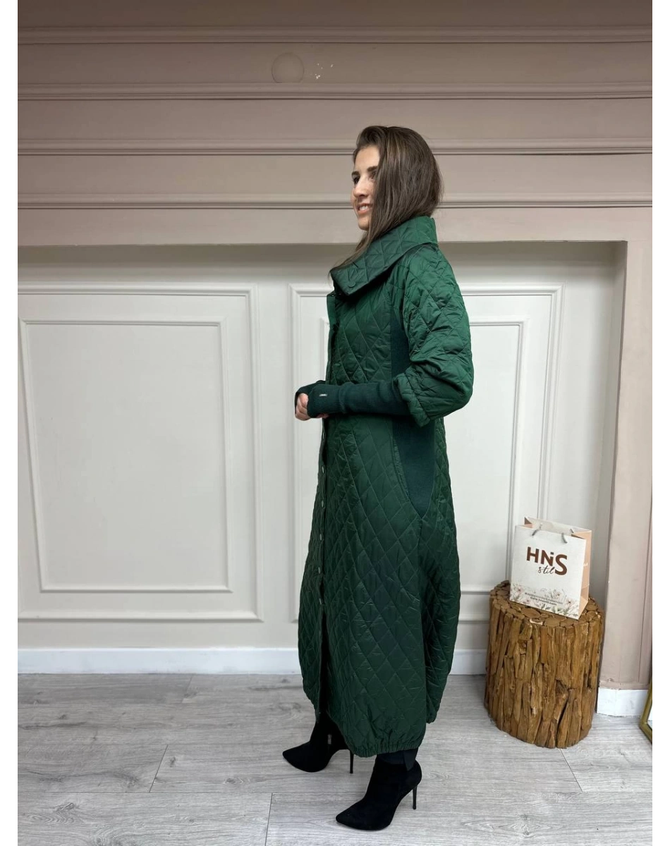 İnvee 6378 Yeşil Triko Eldivenli Uzun Mont