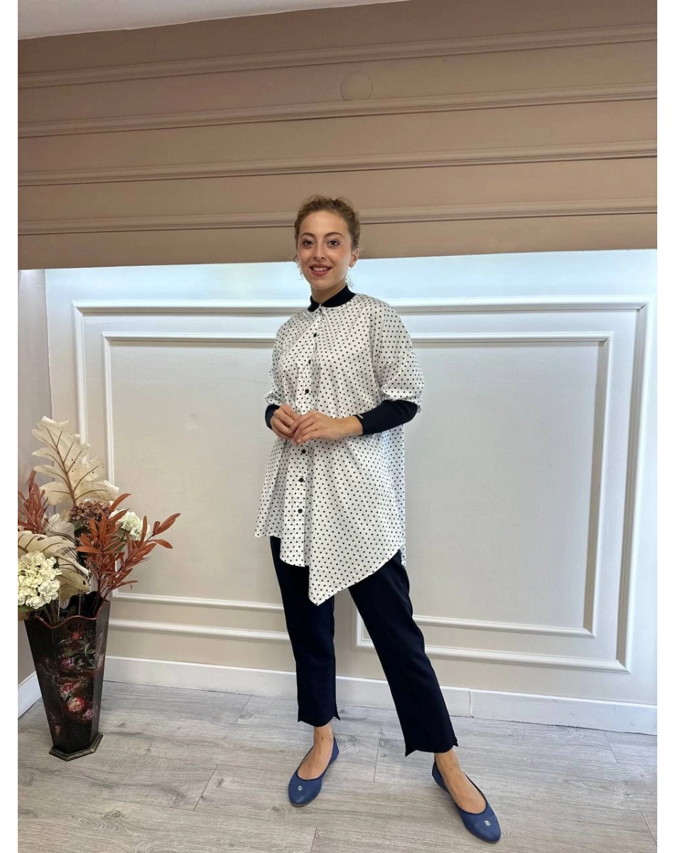 İnvee 6452 Lacivert Desenli Tunik