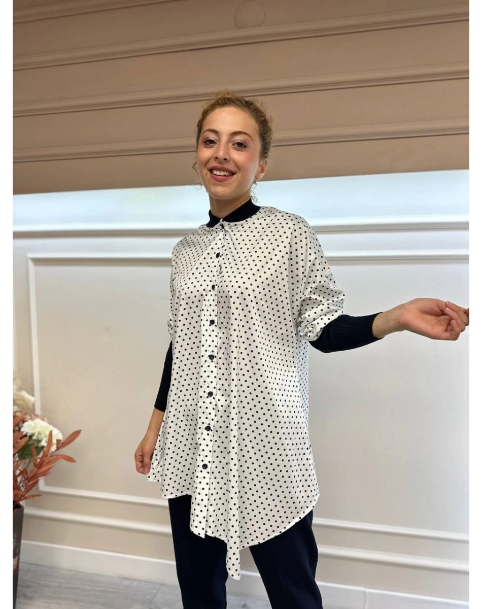 İnvee 6452 Lacivert Desenli Tunik