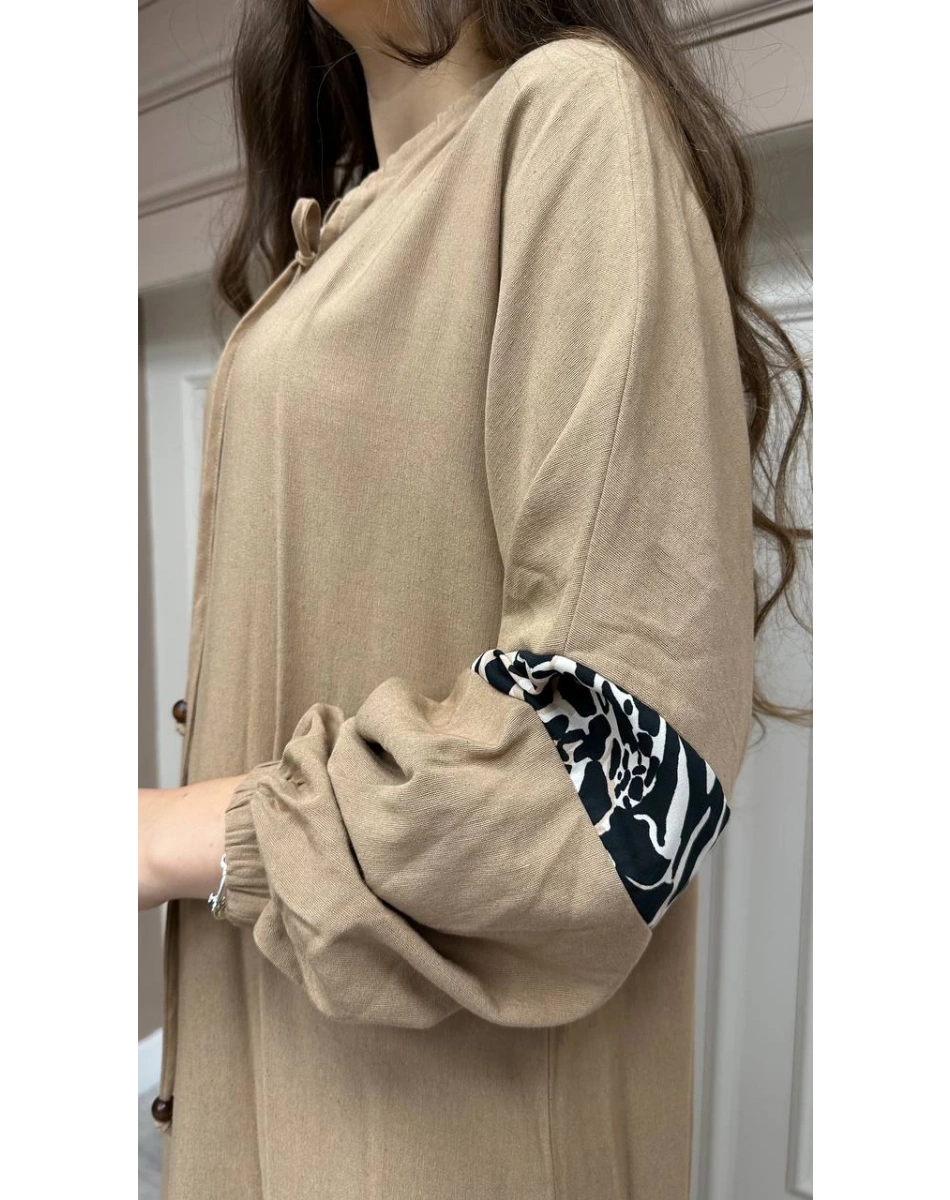 İnvee 6763 Bej Koton Elbise