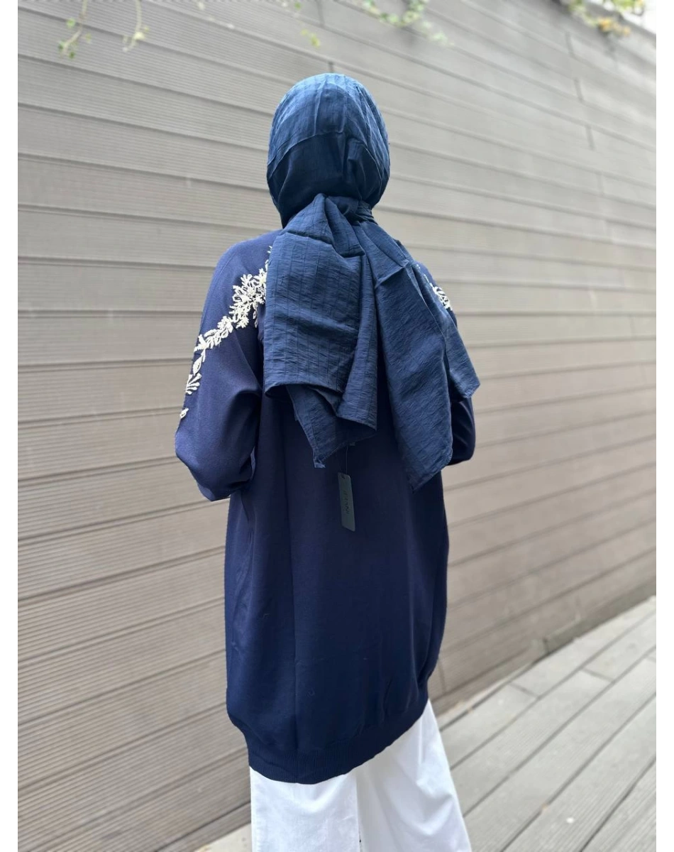 İnvee 6846 Lacivert Arkası Güldalı Triko Hırka