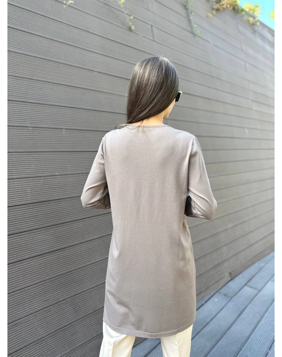 İnvee 6849 Vizon Güldalı Triko Tunik