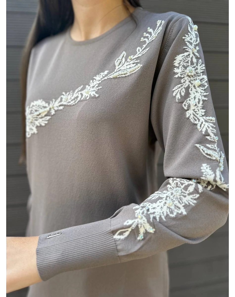 İnvee 6849 Vizon Güldalı Triko Tunik