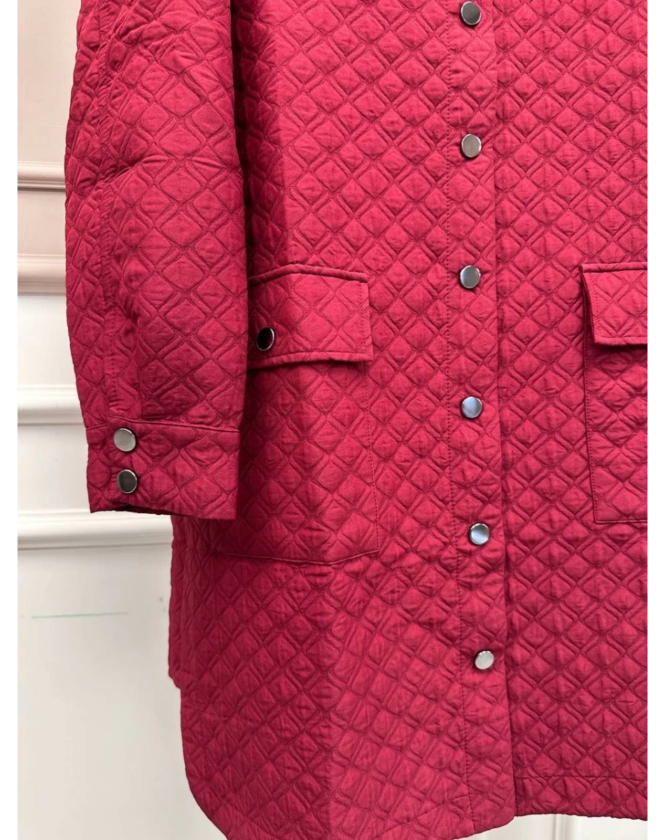 İnvee 6879 Bordo Kapitone Ara Boy Ceket