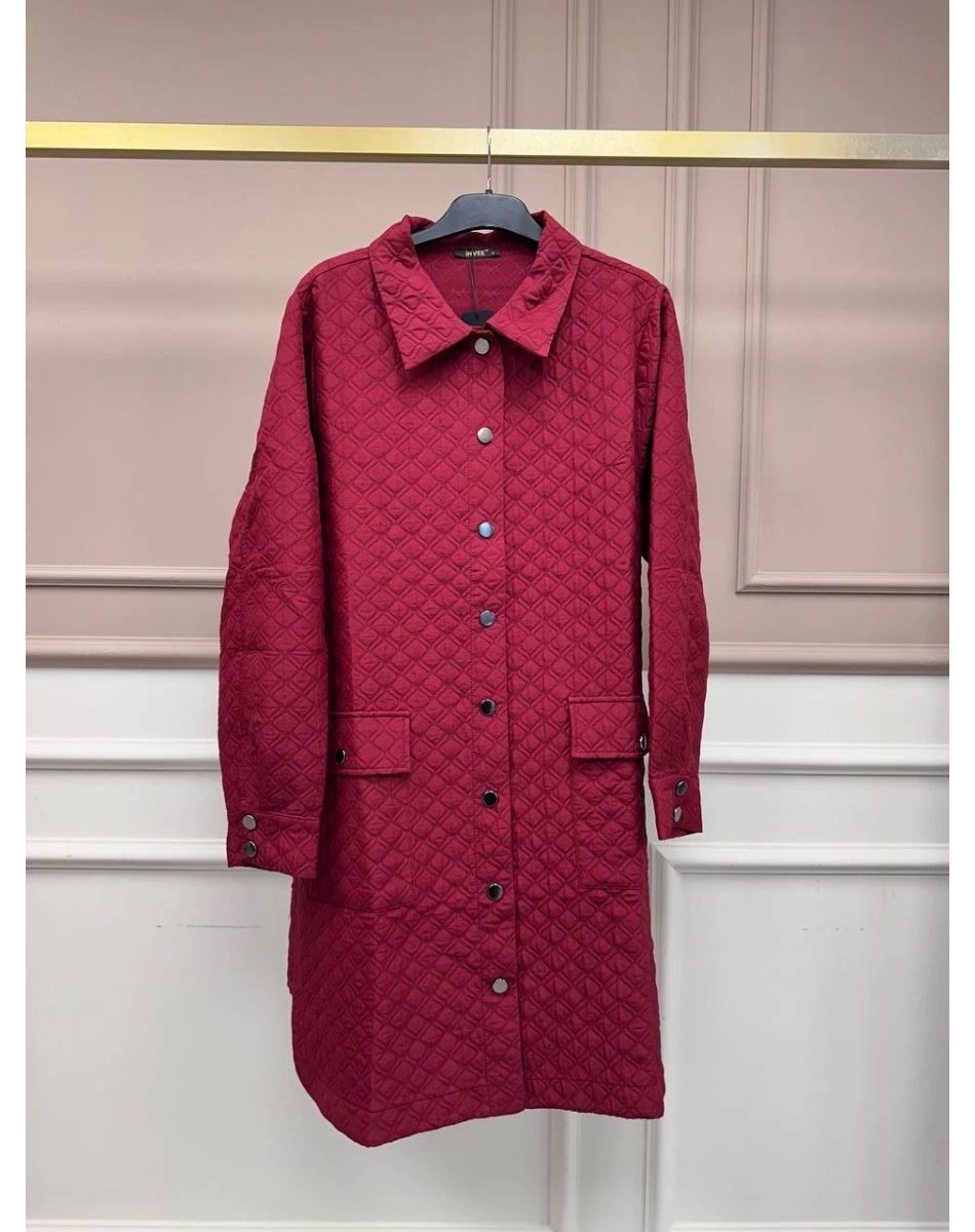 İnvee 6879 Bordo Kapitone Ara Boy Ceket