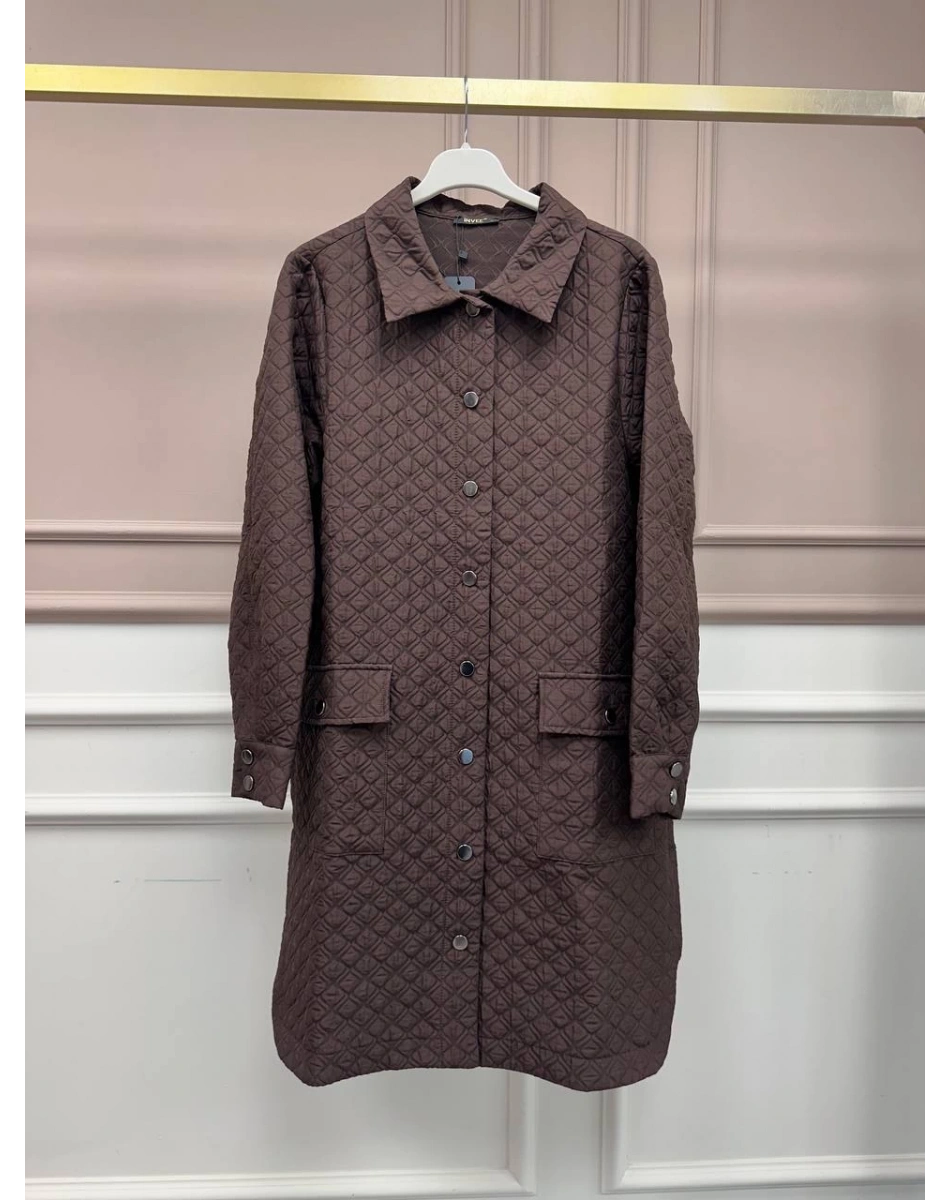 İnvee 6879 Kahve Kapitone Ara Boy Ceket