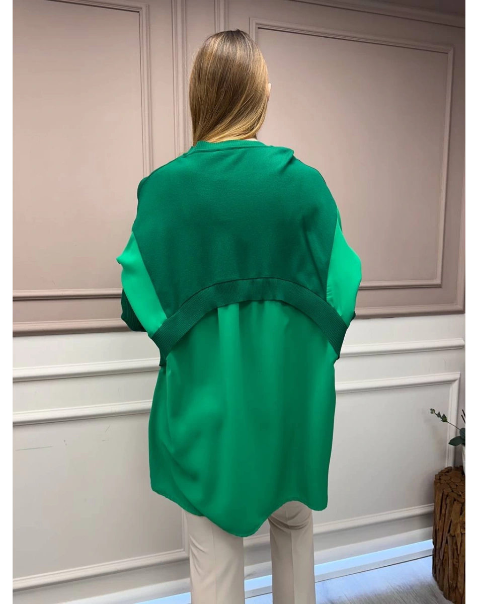 İnvee 6883 Benetton Eteği Gömlek Detaylı Triko