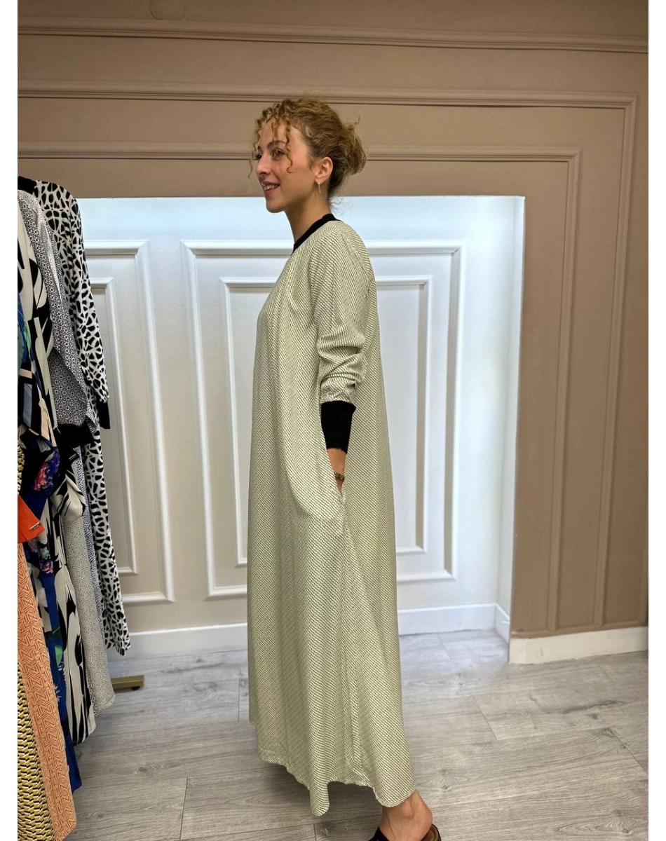 İnvee 6885 Mint Desenli Elbise