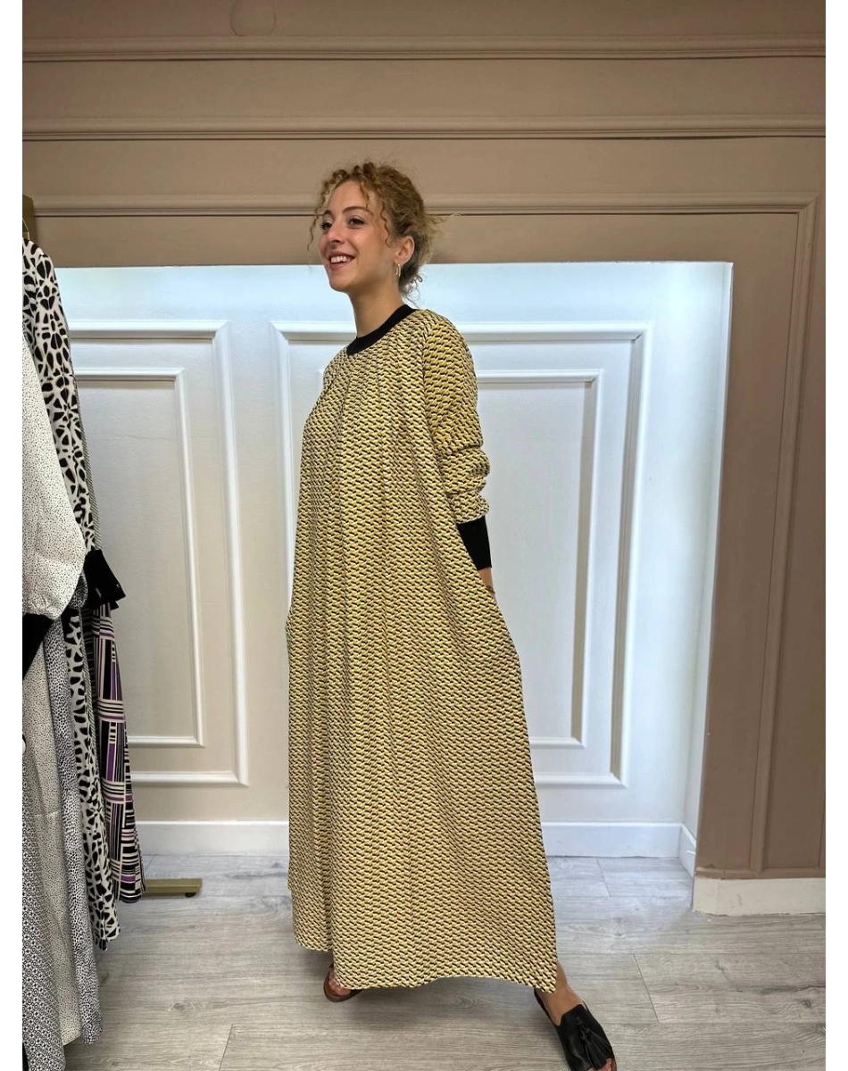 İnvee 6885 Safran Desenli Elbise