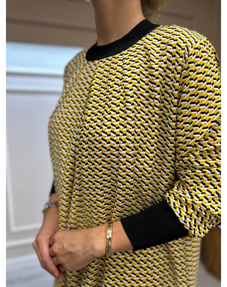 İnvee 6885 Safran Desenli Elbise