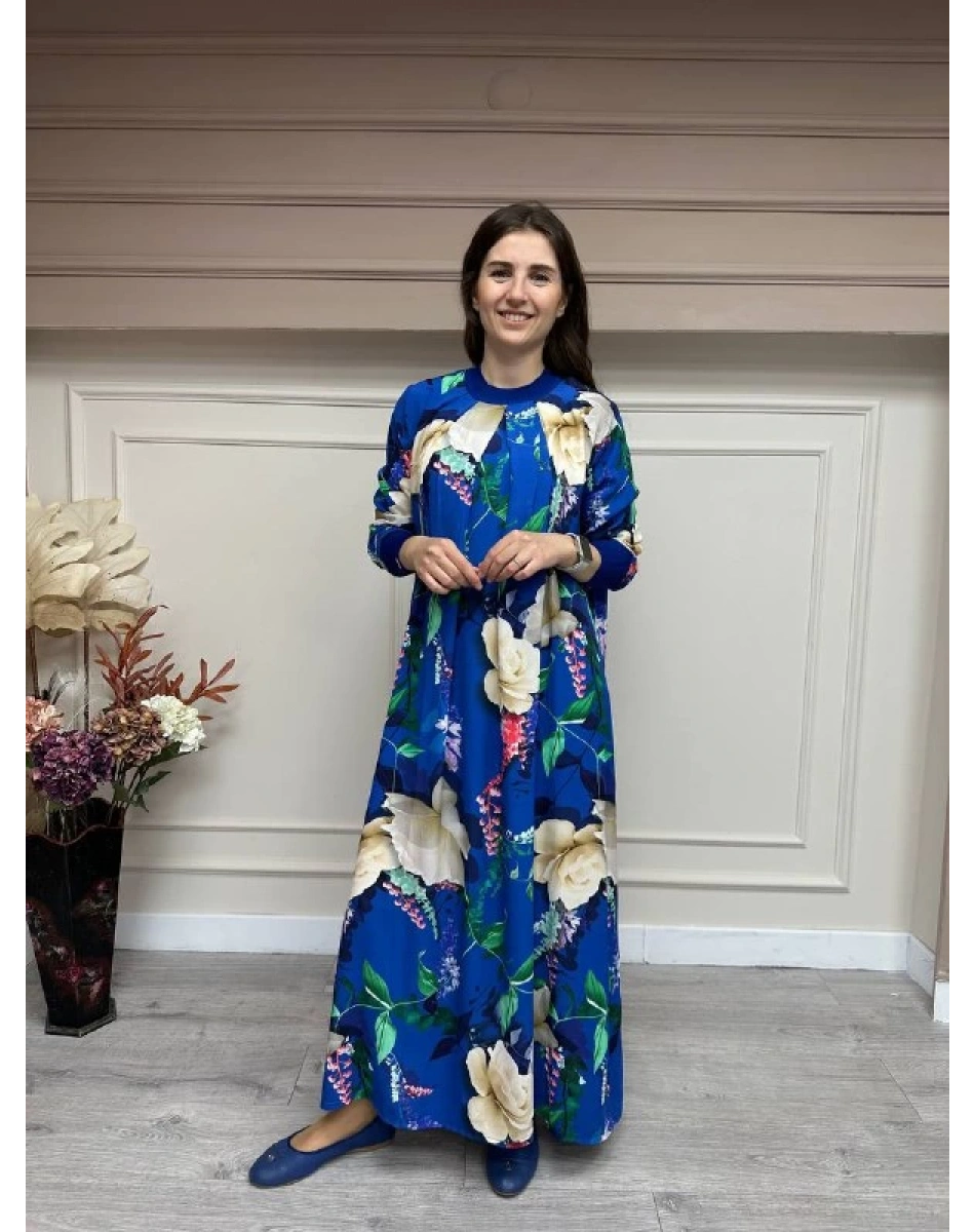 İnvee 6885 Sax Desenli Elbise