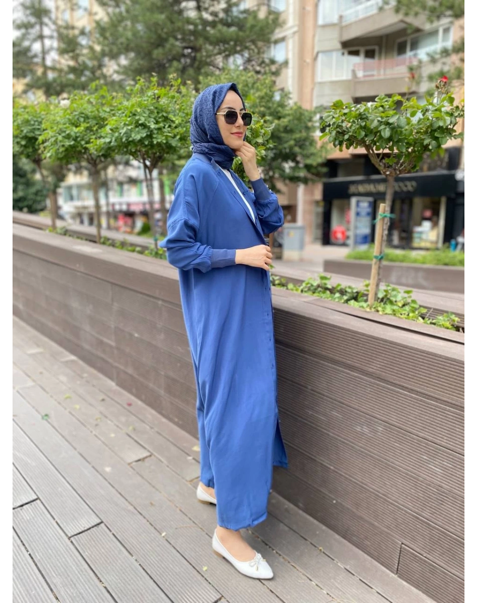 İnvee 6897 İndigo Düğmeli Kap