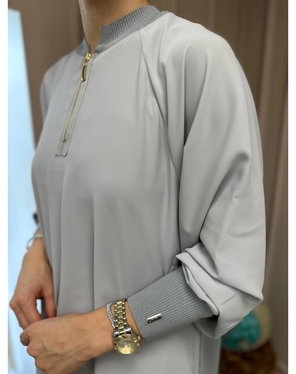 İnvee 6899 Gri Önü Şifon Arkası Triko