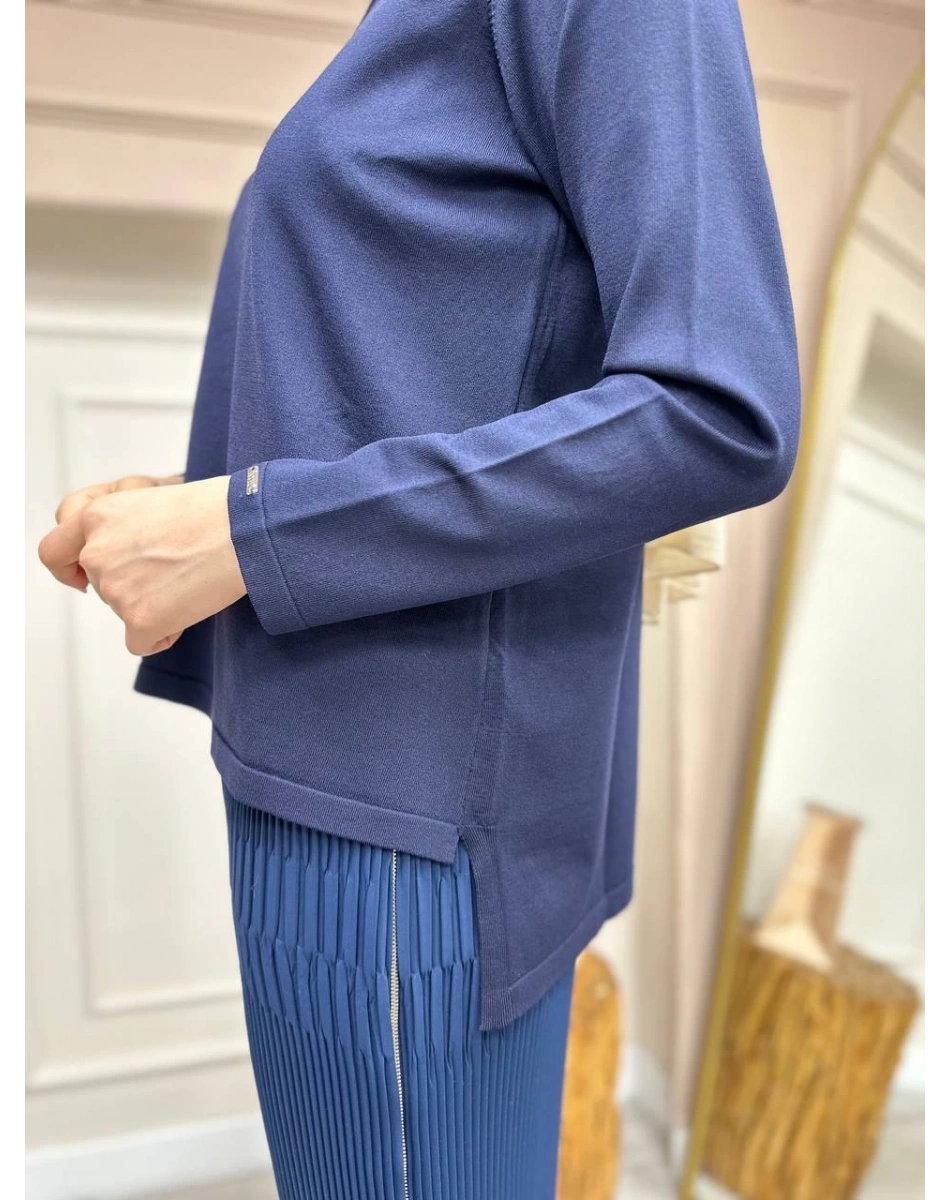 İnvee 6902 Lacivert Kolu Düz Önü Kısa Arkası Uzun Triko