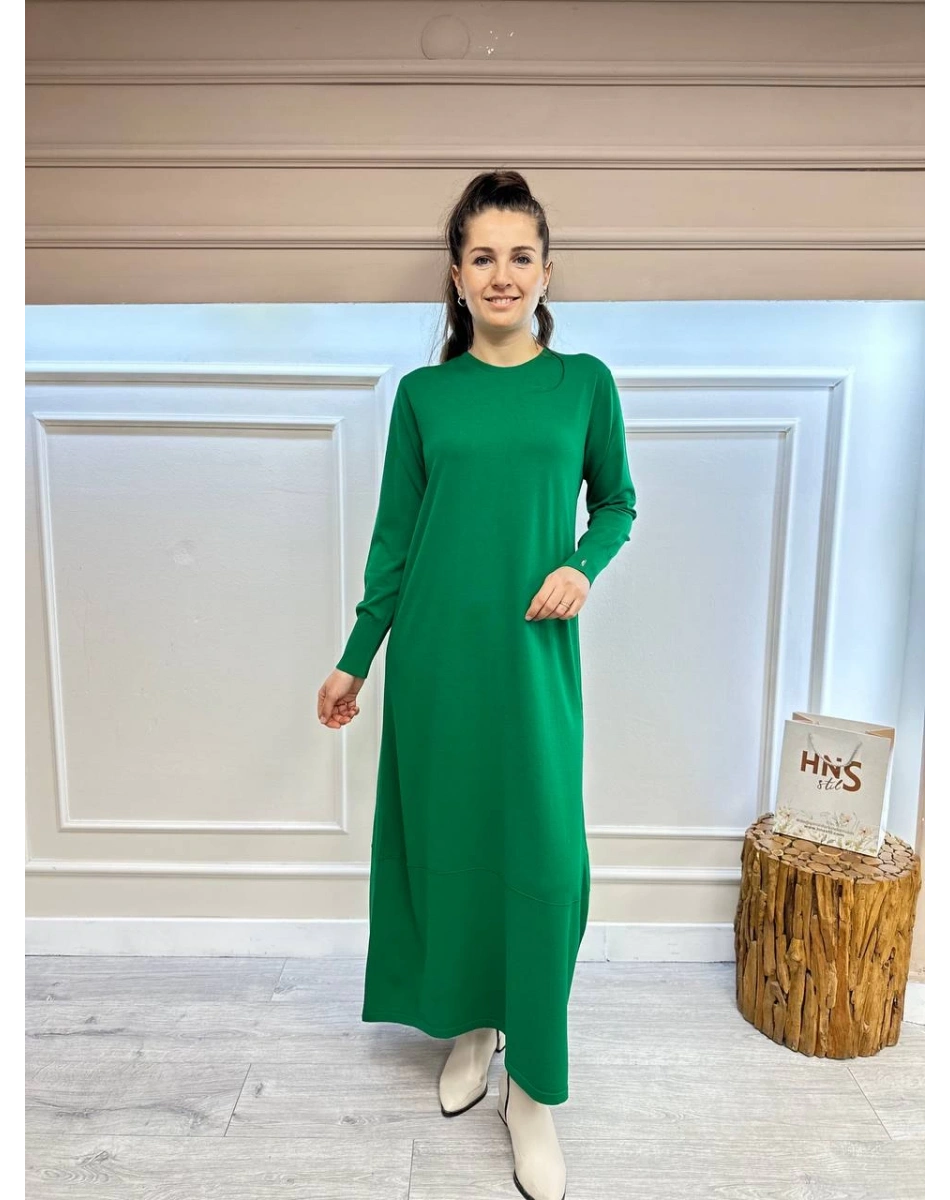 İnvee 6930 Benetton Eteği Dikiş Detaylı Triko Elbise