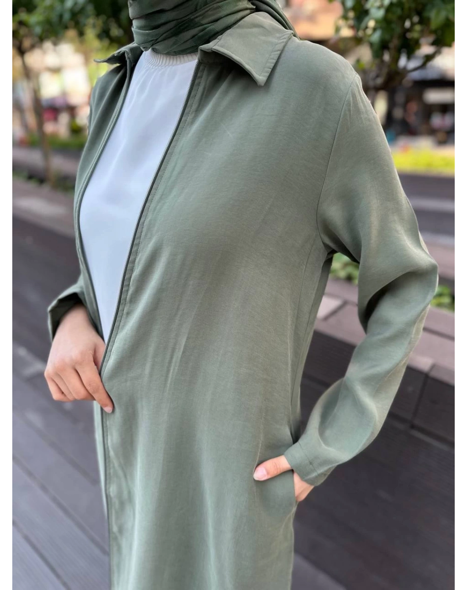 İnvee 6961 Haki Fermuarlı Kap