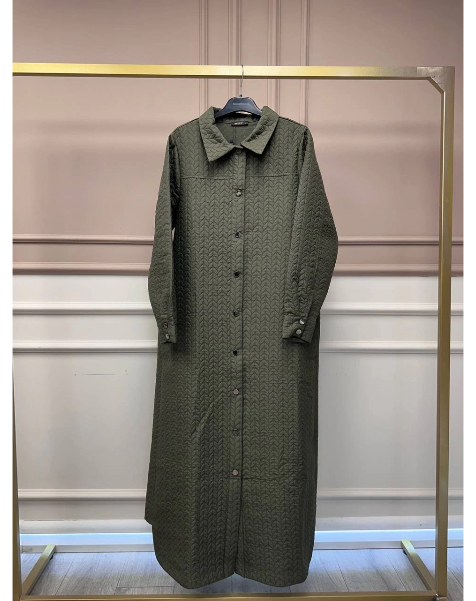 İnvee 7039 Haki Çıtçıt Detaylı Kap