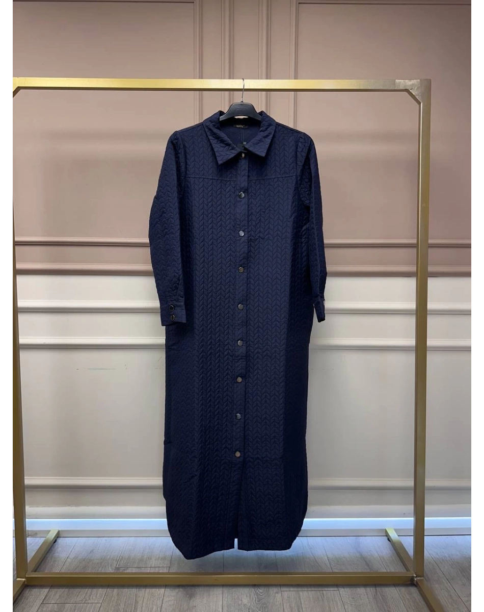 İnvee 7039 Lacivert Çıtçıt Detaylı Kap