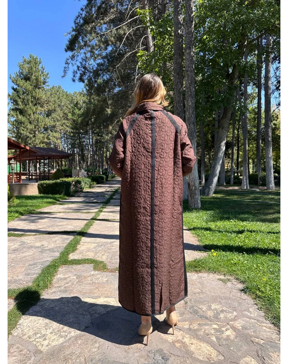 İnvee 7095 Kahve Şerit Detaylı Kap