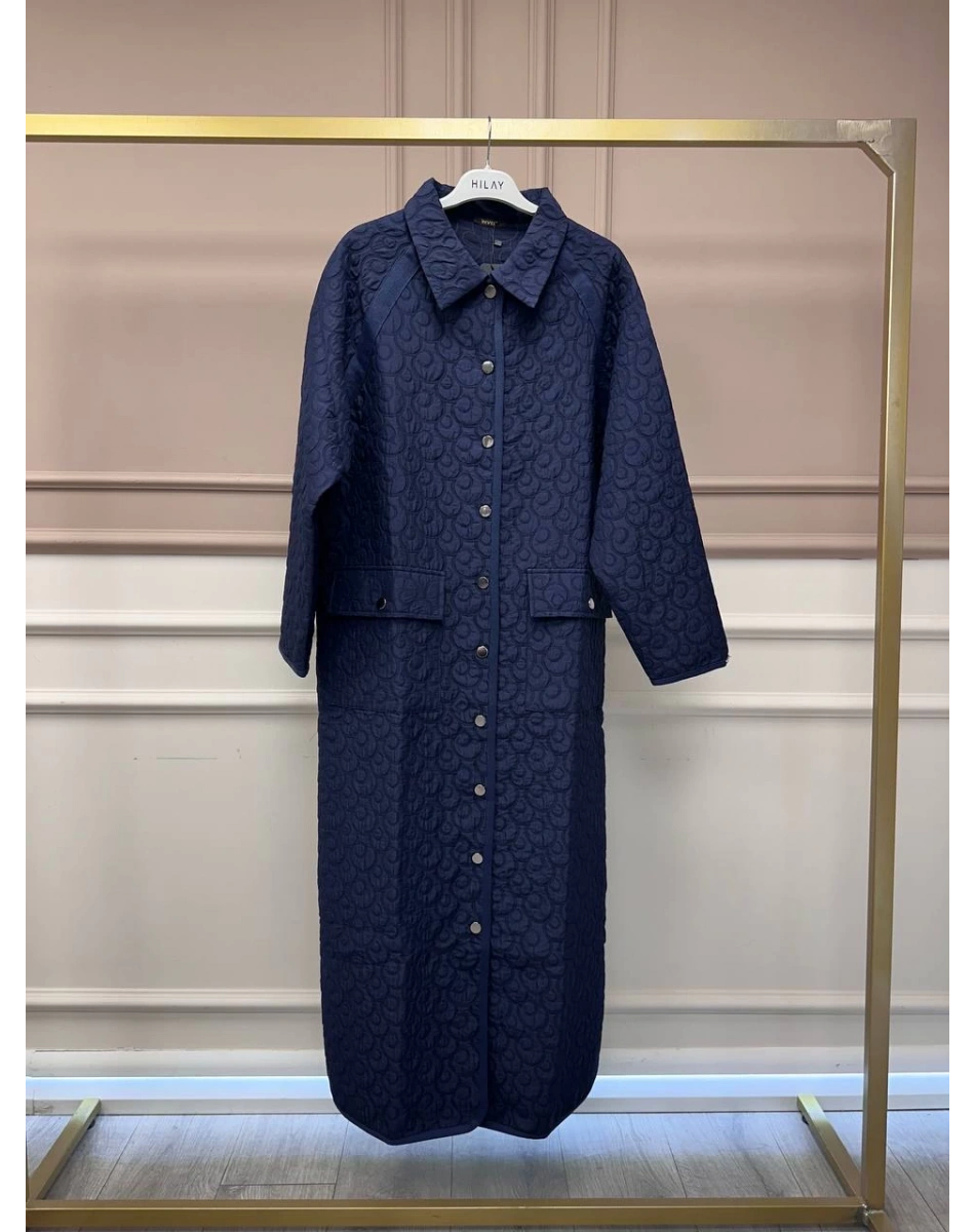 İnvee 7095 Lacivert Şerit Detaylı Kap