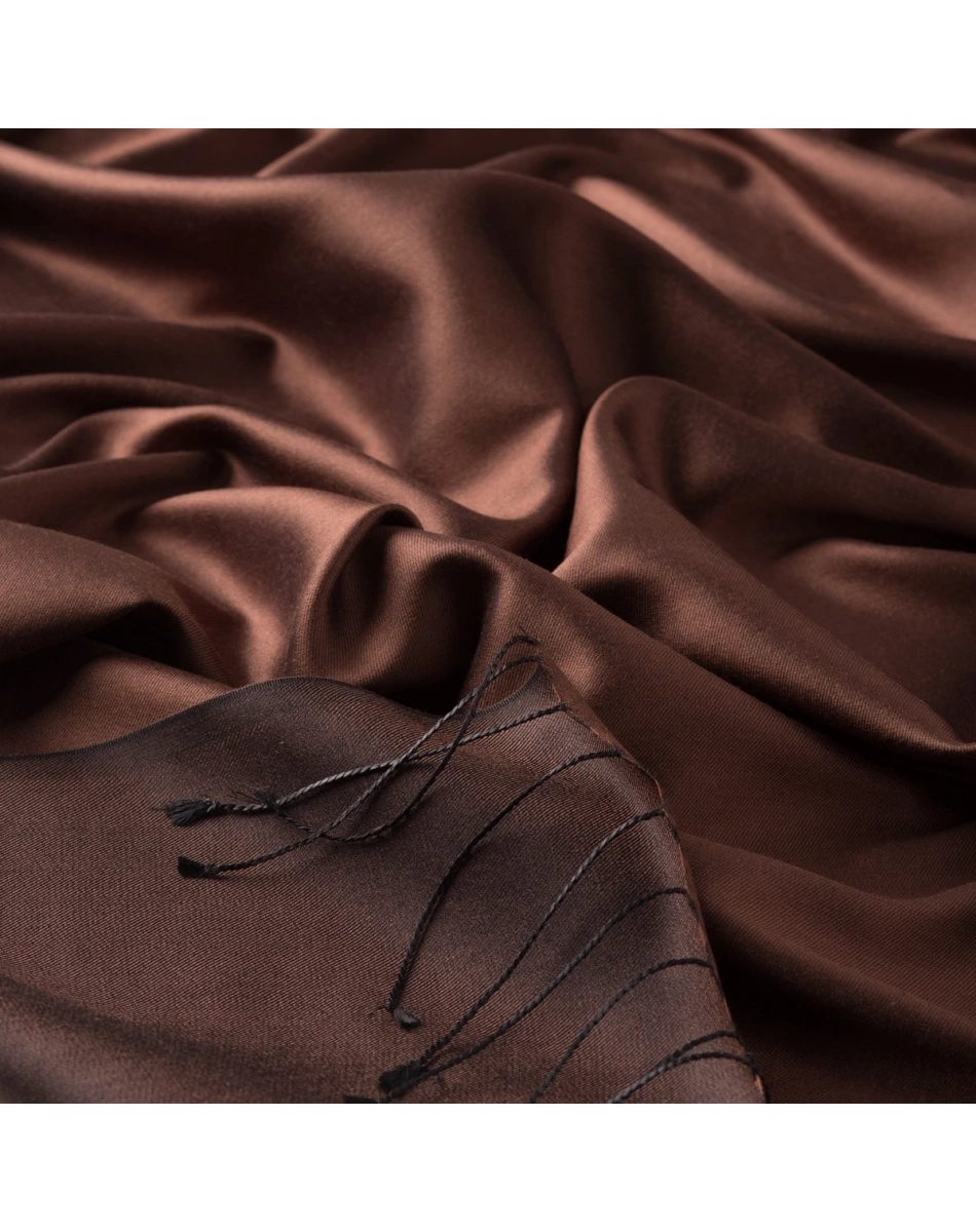 İpekevi 00927 Acı Kahve Çift Taraflı İpek Şal