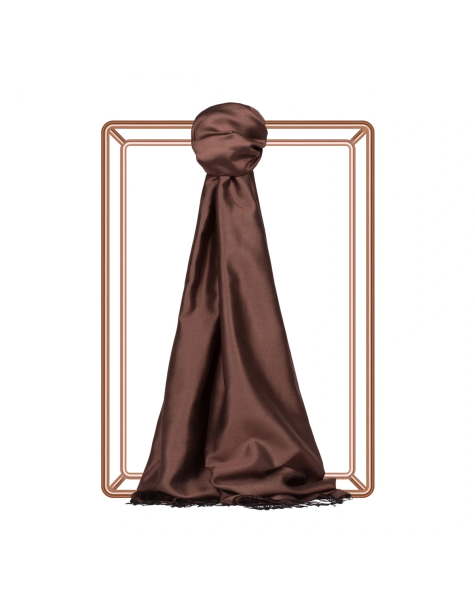 İpekevi 00927 Acı Kahve Çift Taraflı İpek Şal