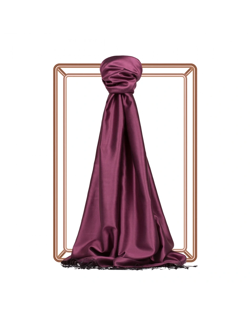 İpekevi 00927 Erguvan Çift Taraflı İpek Şal