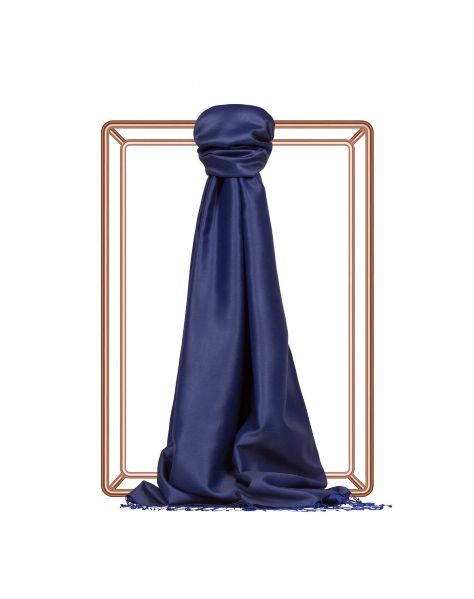 İpekevi 00927 Gece Mavisi Çift Taraflı İpek Şal