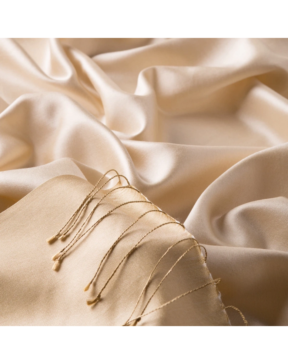 İpekevi 00927 Krem Çift Taraflı İpek Şal